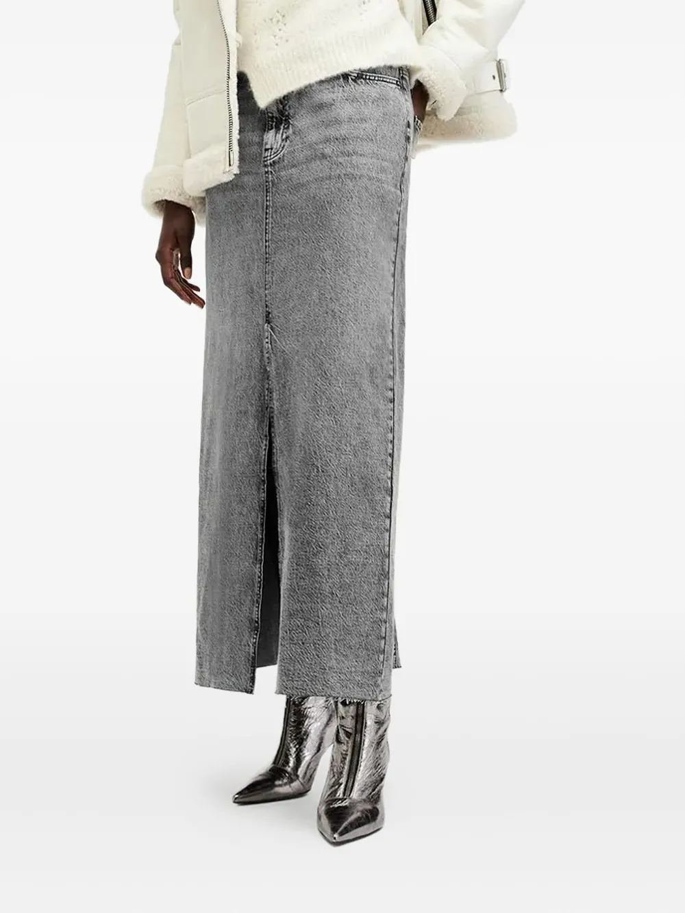 AllSaints Noir acid-wash maxi skirt - Nero