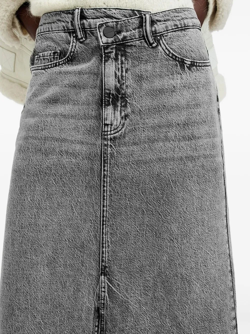 AllSaints Noir maxi-rok met acid wassing Zwart