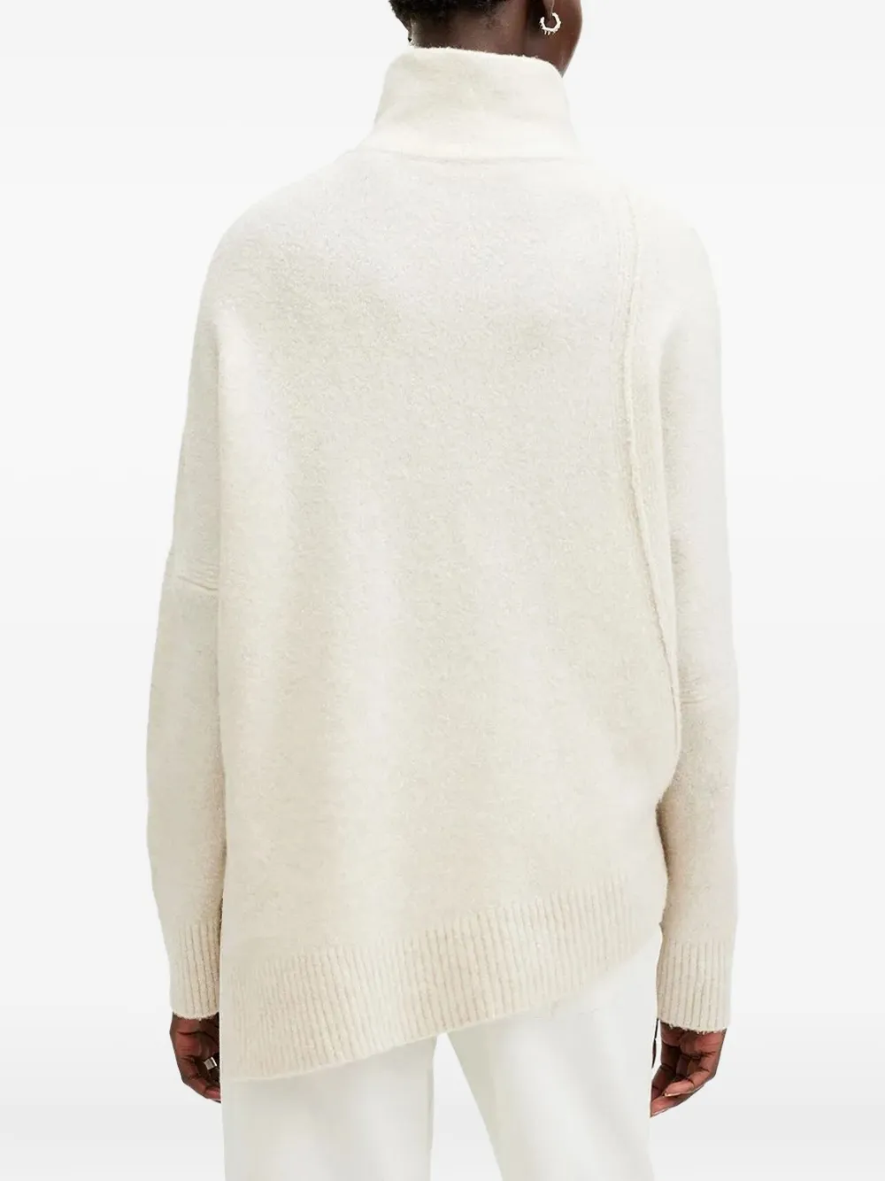 Allsaints Lock Roll Neck Asymmetric Sweater In Neutral