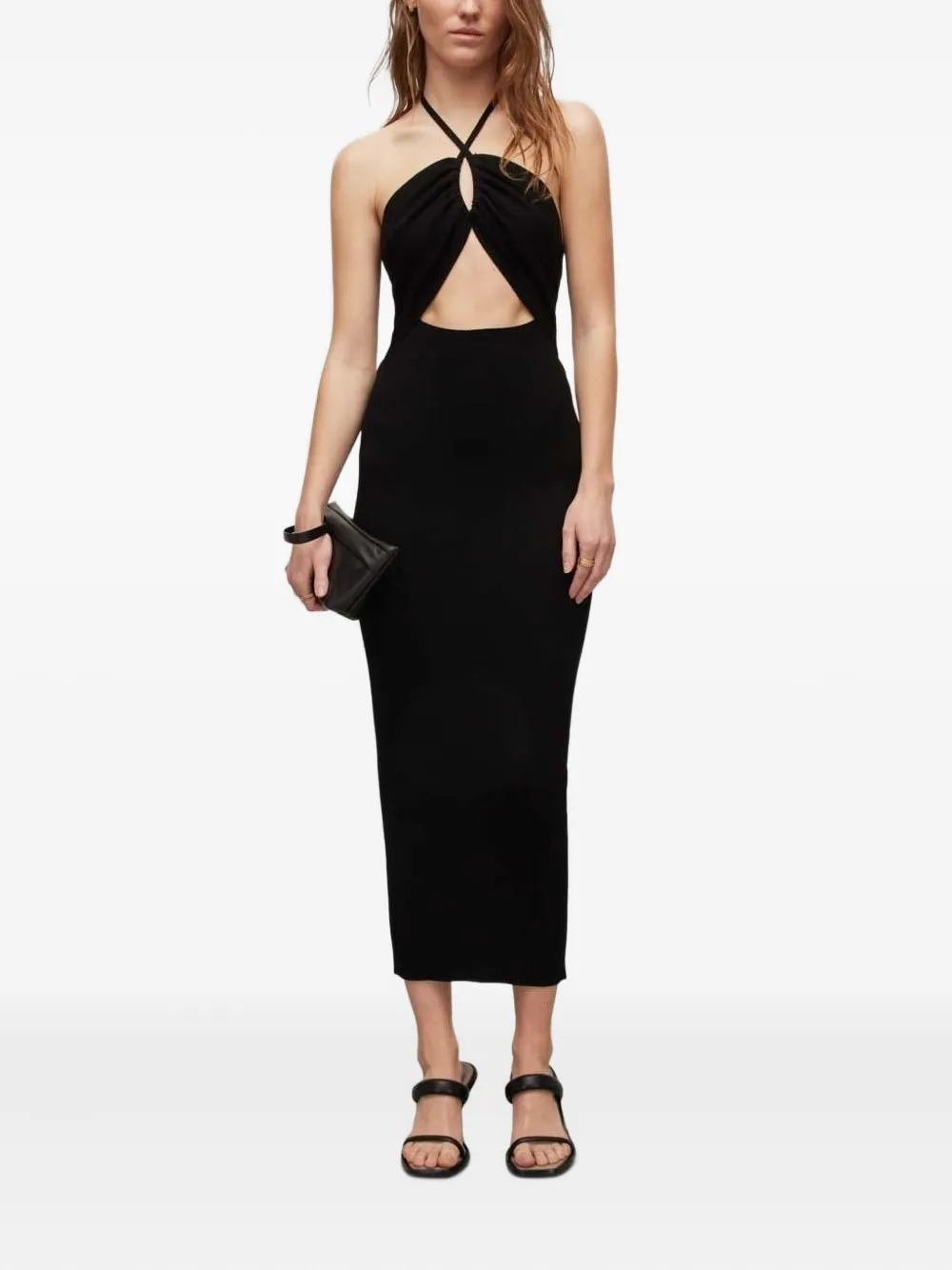 AllSaints Toni halterneck cut-out dress - Zwart