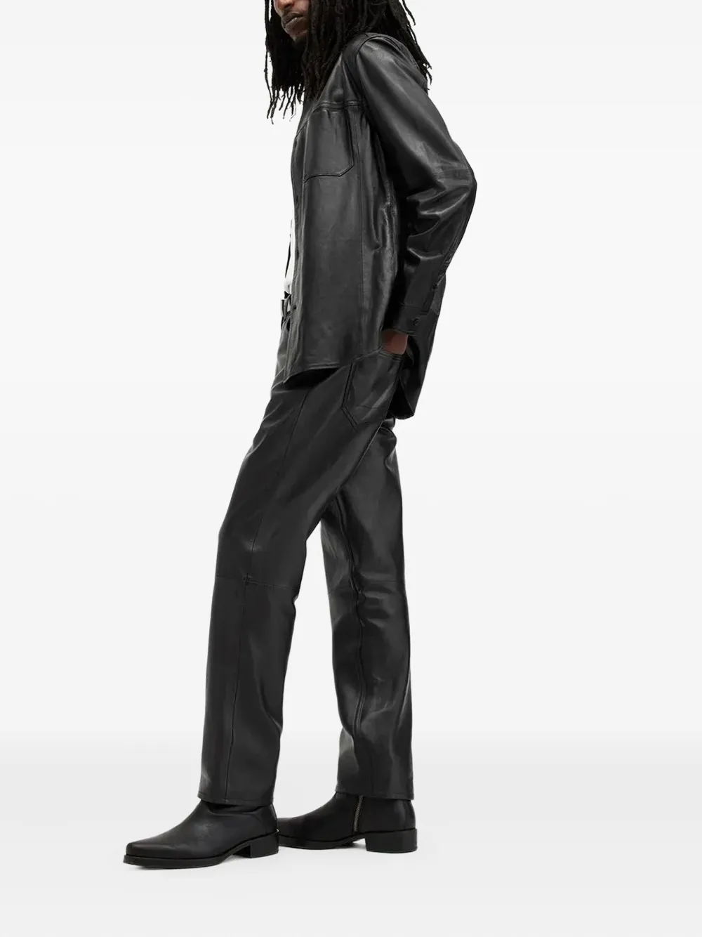 AllSaints Lynch broek met leren vlak Zwart