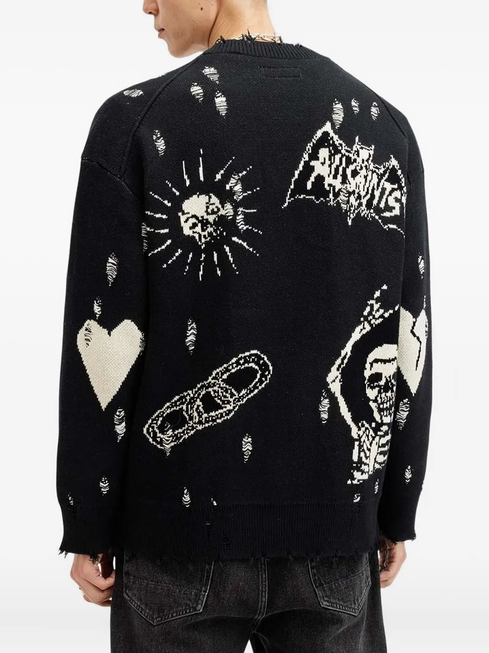AllSaints Koto Gothic gerafeld grafisch vest Zwart