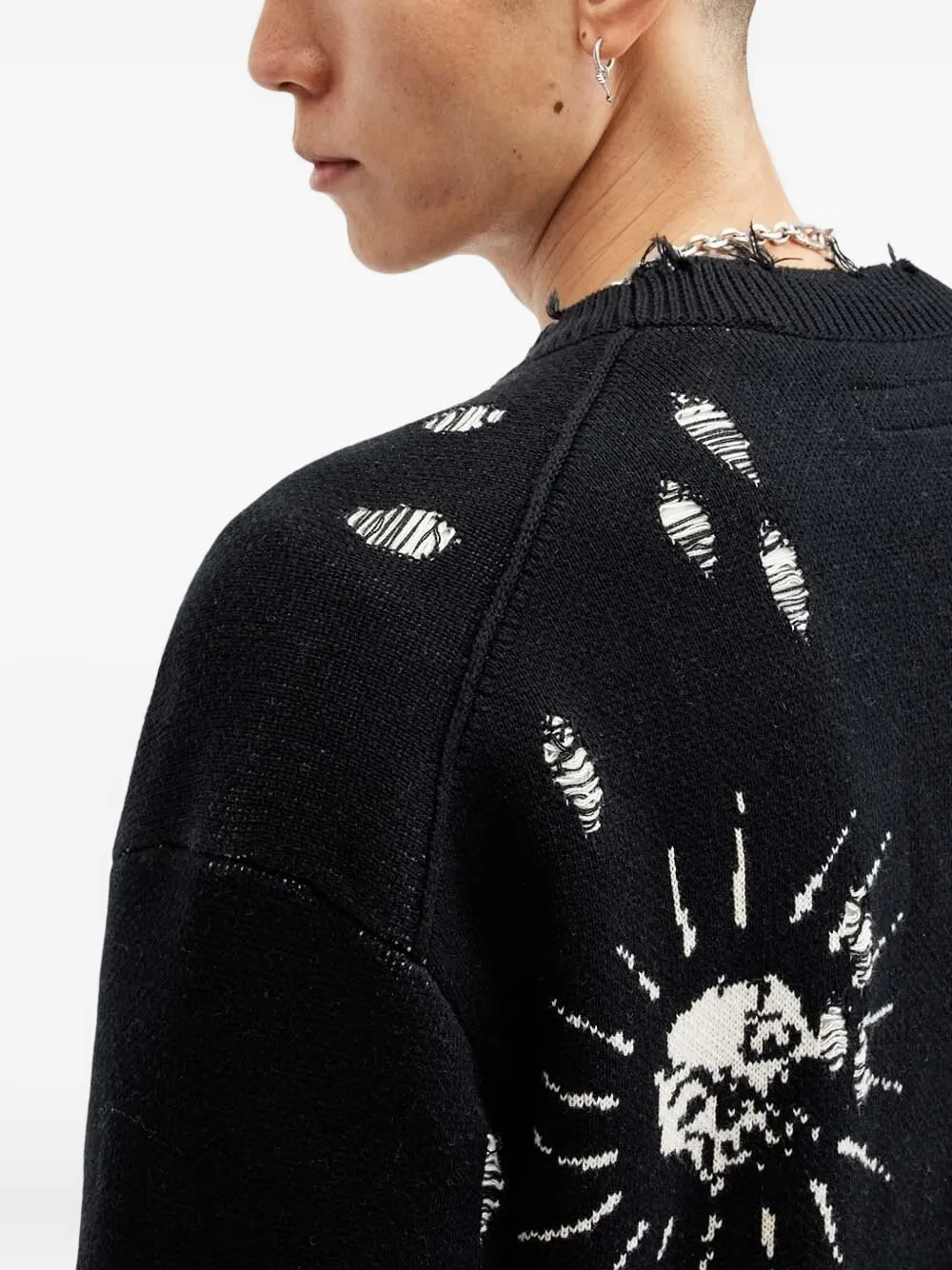 AllSaints Koto Gothic gerafeld grafisch vest Zwart