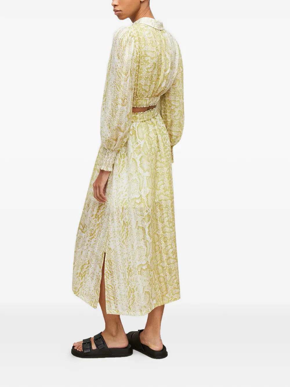  Allsaints Clara Noche Shirred Snake-print Top - Yellow 