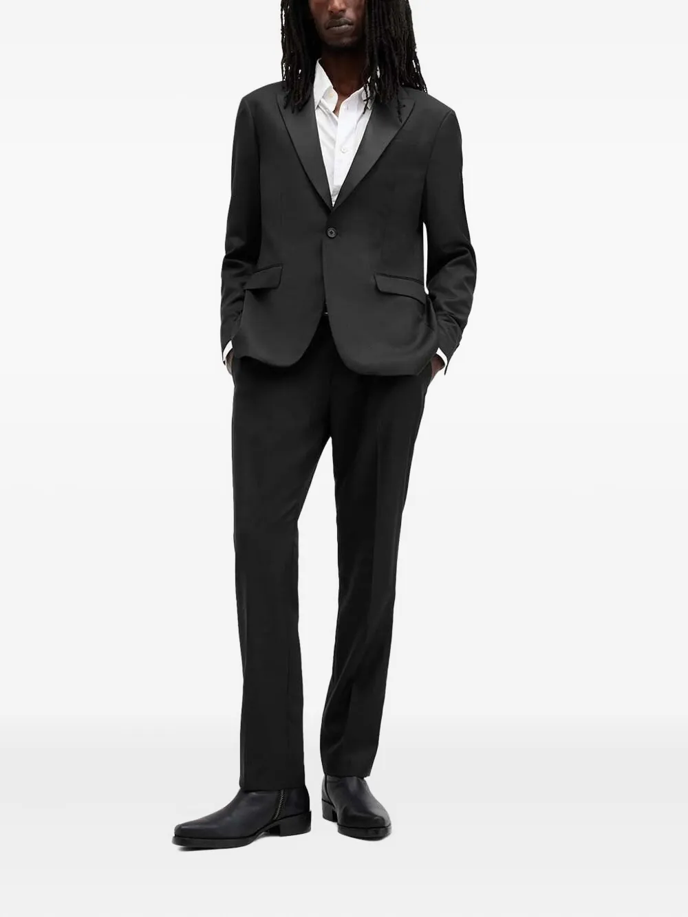 AllSaints panel-lapel single-breasted suit | Black | Image 1
