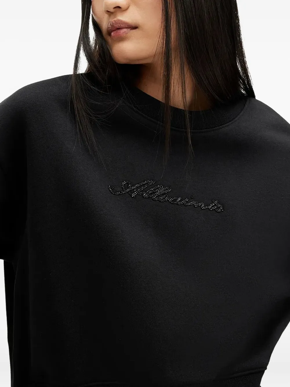 Allsaints Sequin-embellished Sweatshirt In Black