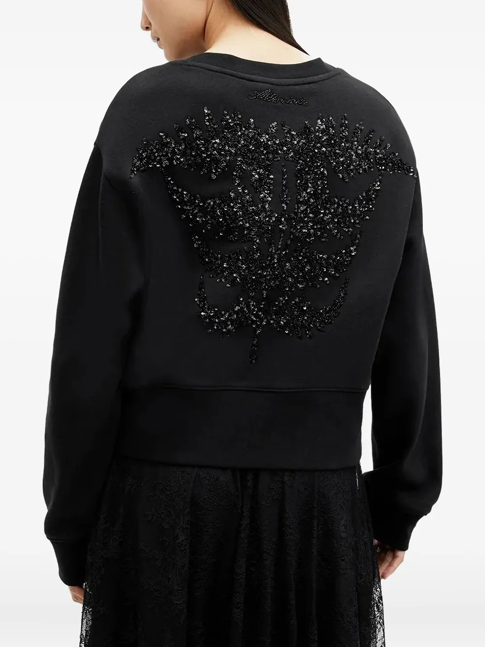 Allsaints Sequin-embellished Sweatshirt In Black