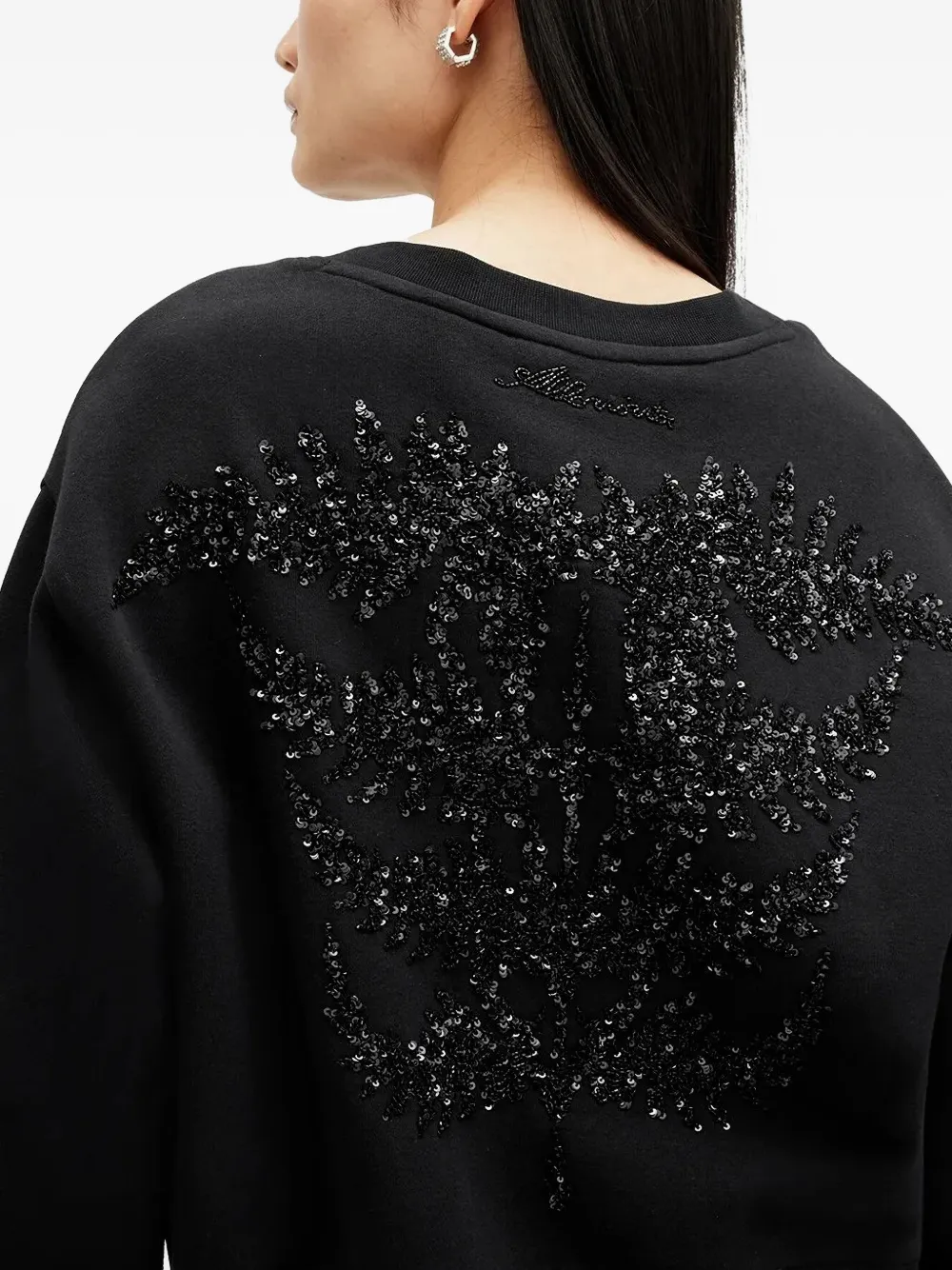 Allsaints Sequin-embellished Sweatshirt In Black