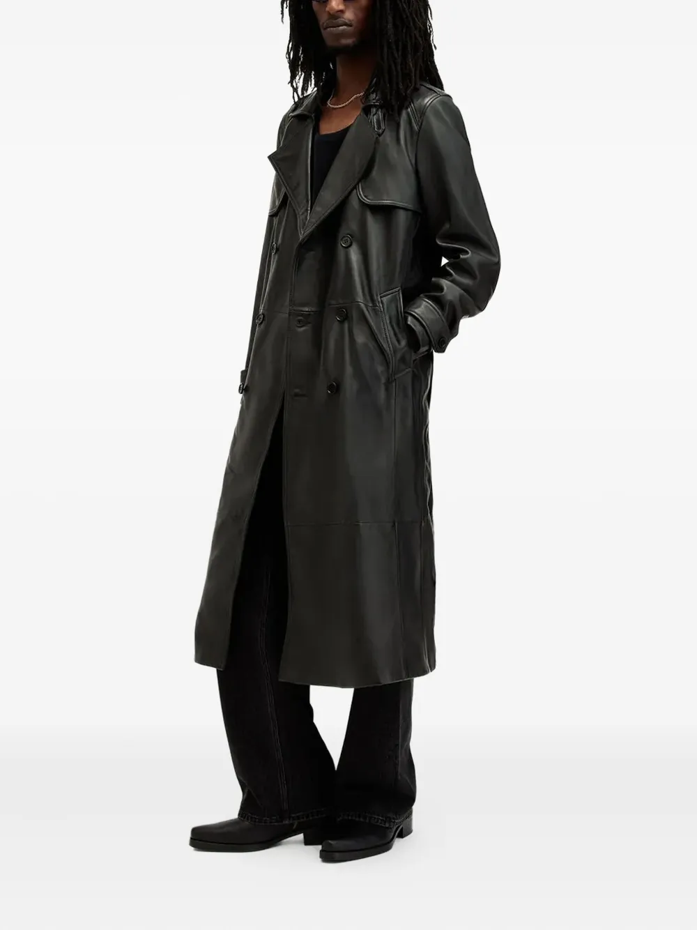 AllSaints Neo trenchcoat met ceintuur en dubbele rij knopen Zwart