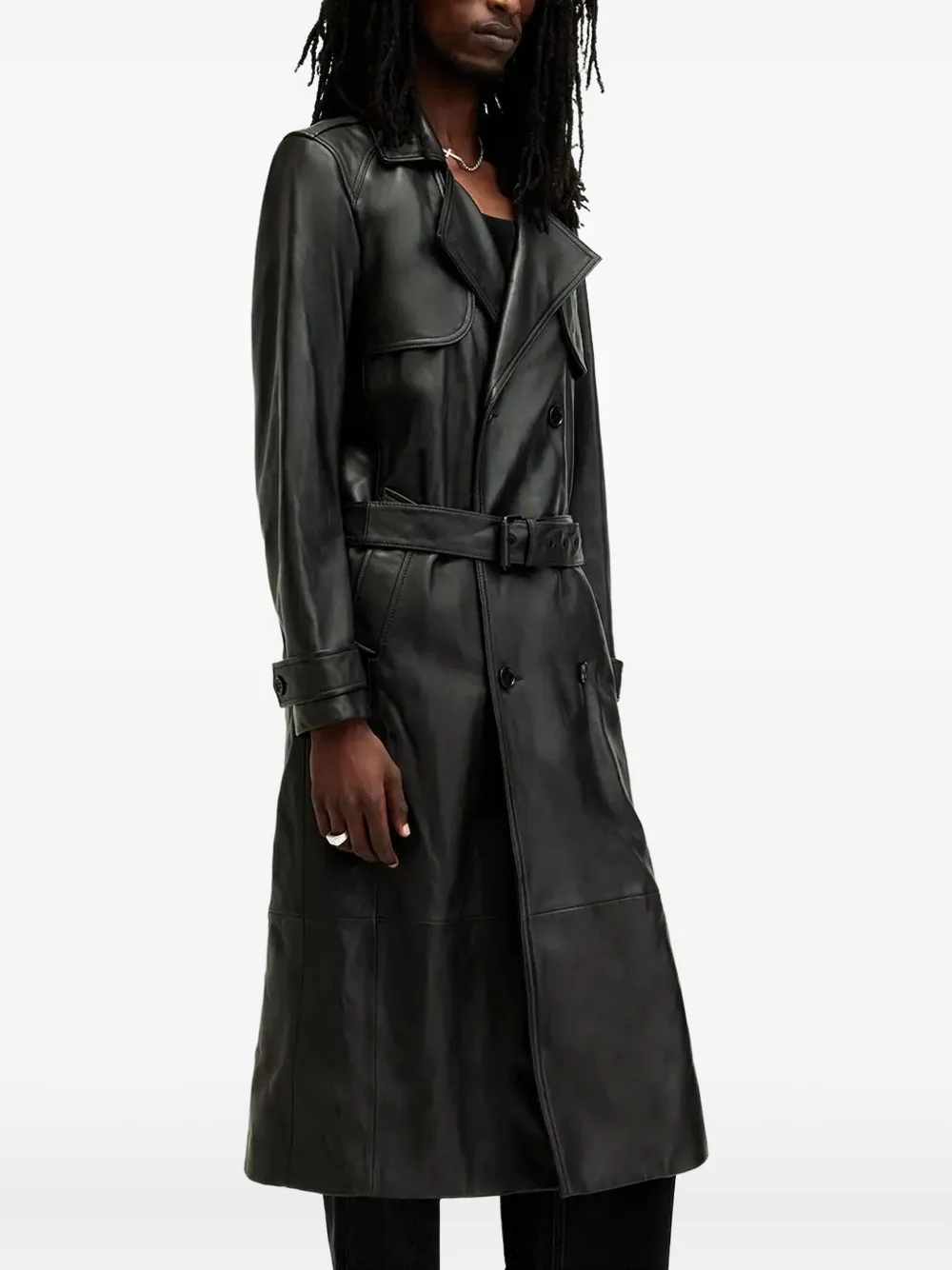 AllSaints Neo trenchcoat met ceintuur en dubbele rij knopen Zwart