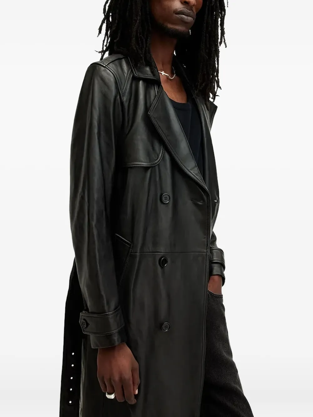 AllSaints Neo trenchcoat met ceintuur en dubbele rij knopen Zwart