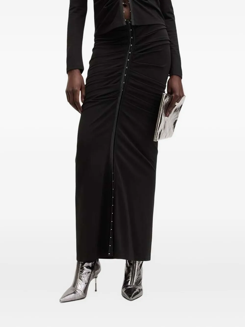 AllSaints Cadell rok met ruches en ringlets Zwart