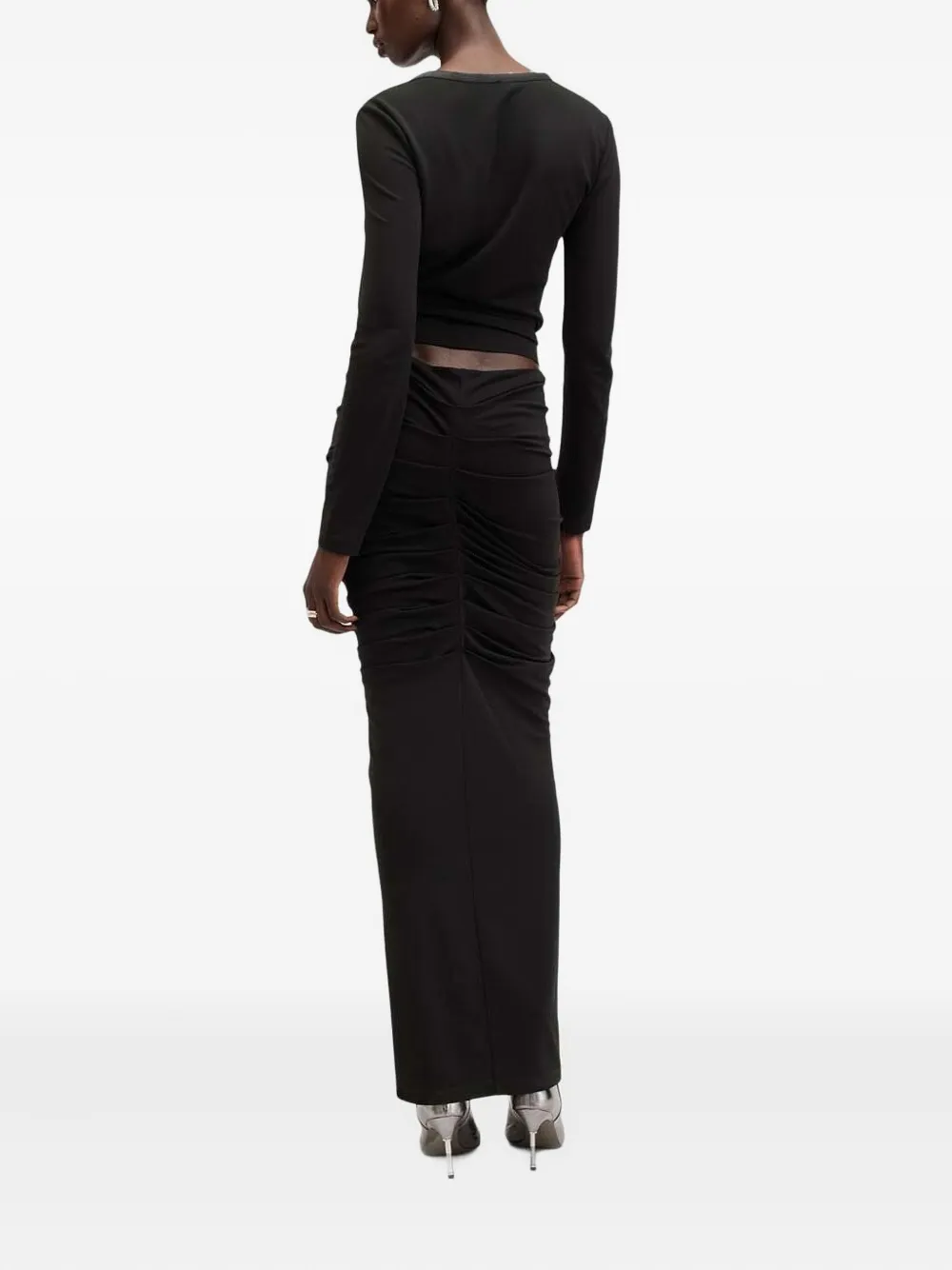 AllSaints Cadell rok met ruches en ringlets Zwart