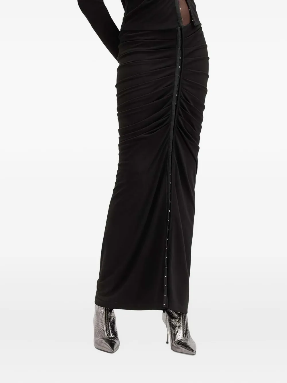 AllSaints Cadell eyelet-detail ruched skirt - Zwart