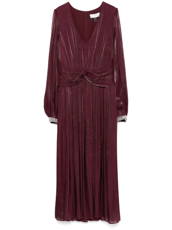 NISSA Pleated Chiffon Midi Dress | Purple | FARFETCH