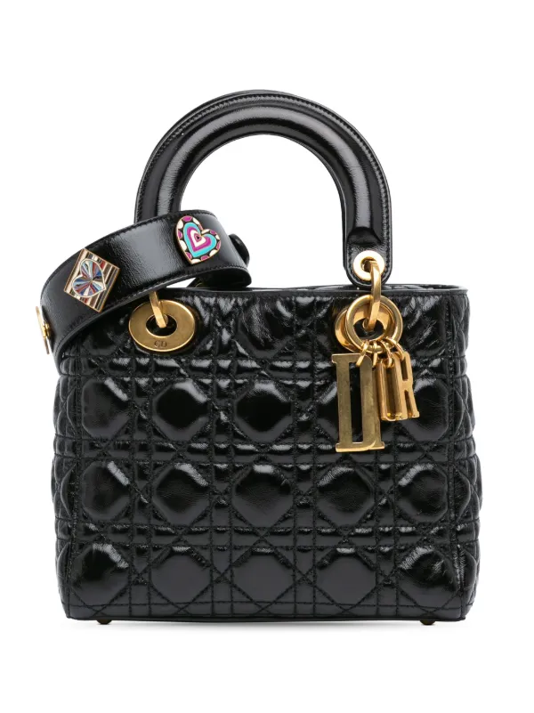 【ヴィンテージ】Rank:S☆Dior Black Medium Cannage バック Medium Lady Dior Bag Black Grained Cannage Calfskin | DIOR