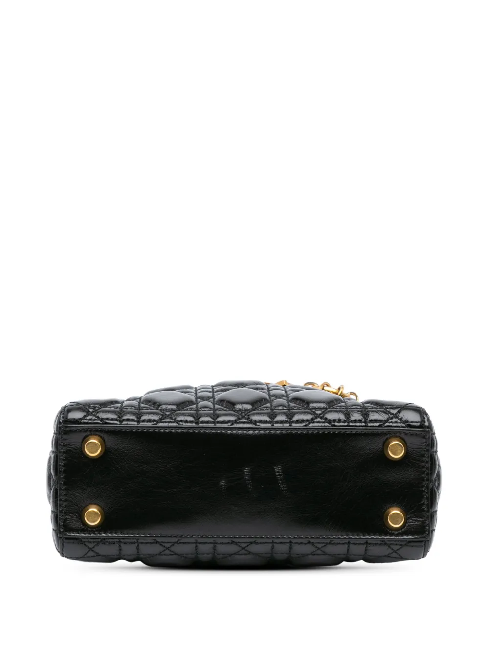 Pre-owned Dior 2018 Small Crinkled Patent Cannage My Abc Lady Satchel In Black