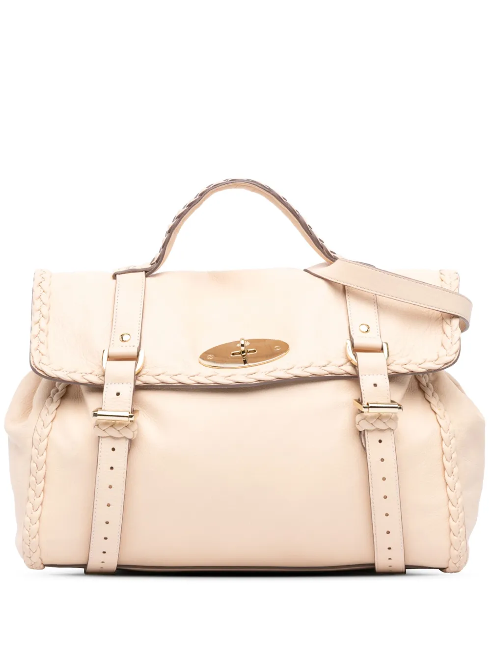 2013-2015 Oversized Calfskin Woven Trim Alexa satchel