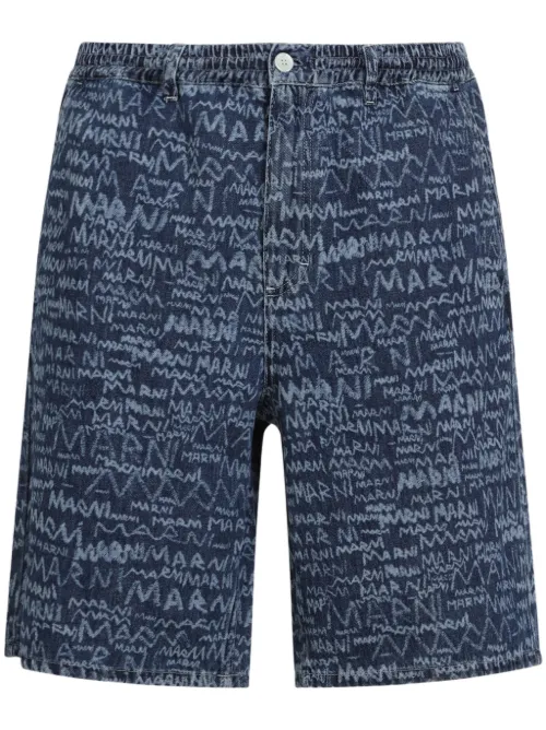 Marni short à logo imprimé - Bleu - Marni - Modalova