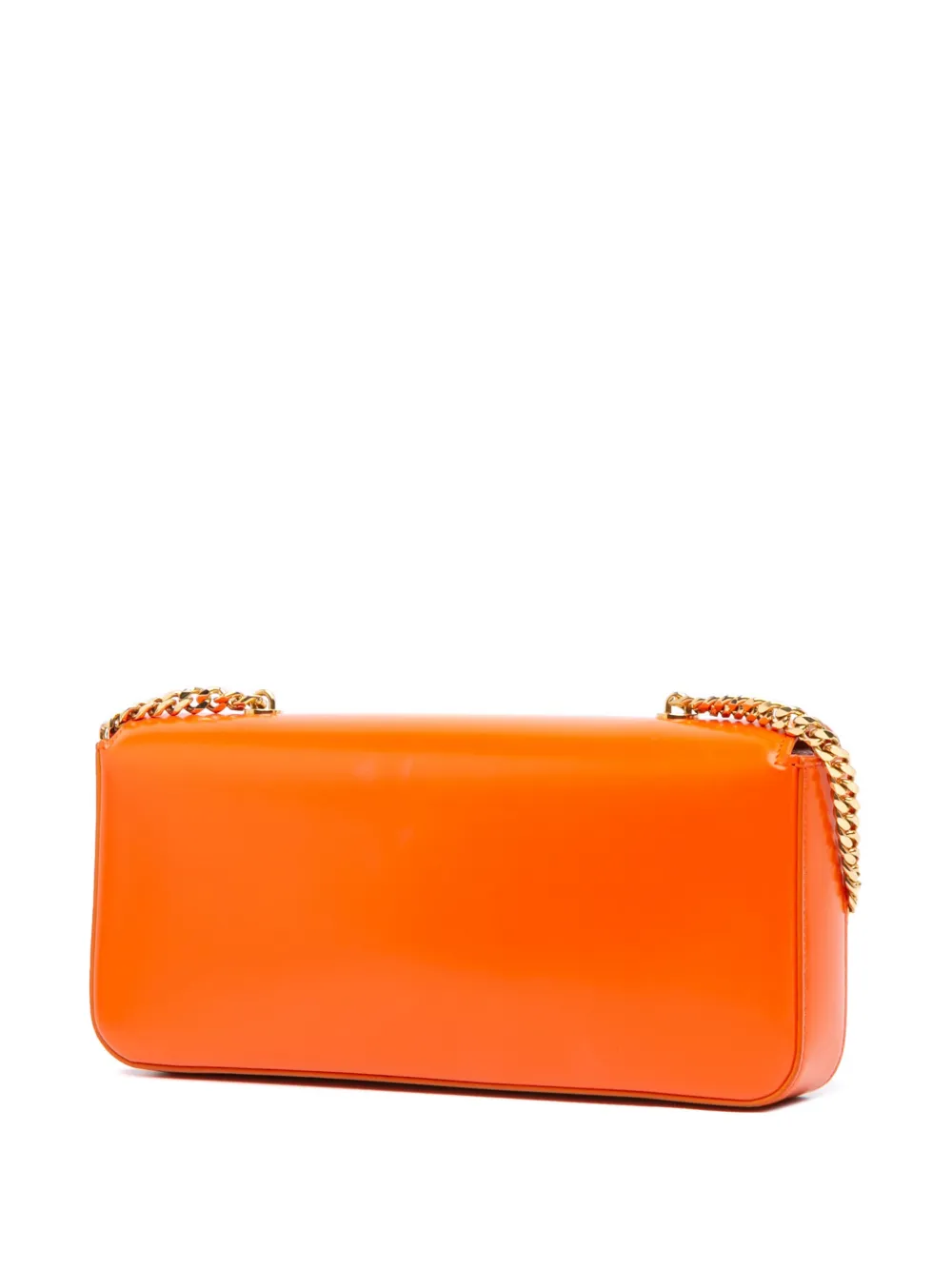 Pre-owned Celine 2021 Triomphe Calfskin Cuir Chain Shoulder Bag In Orange