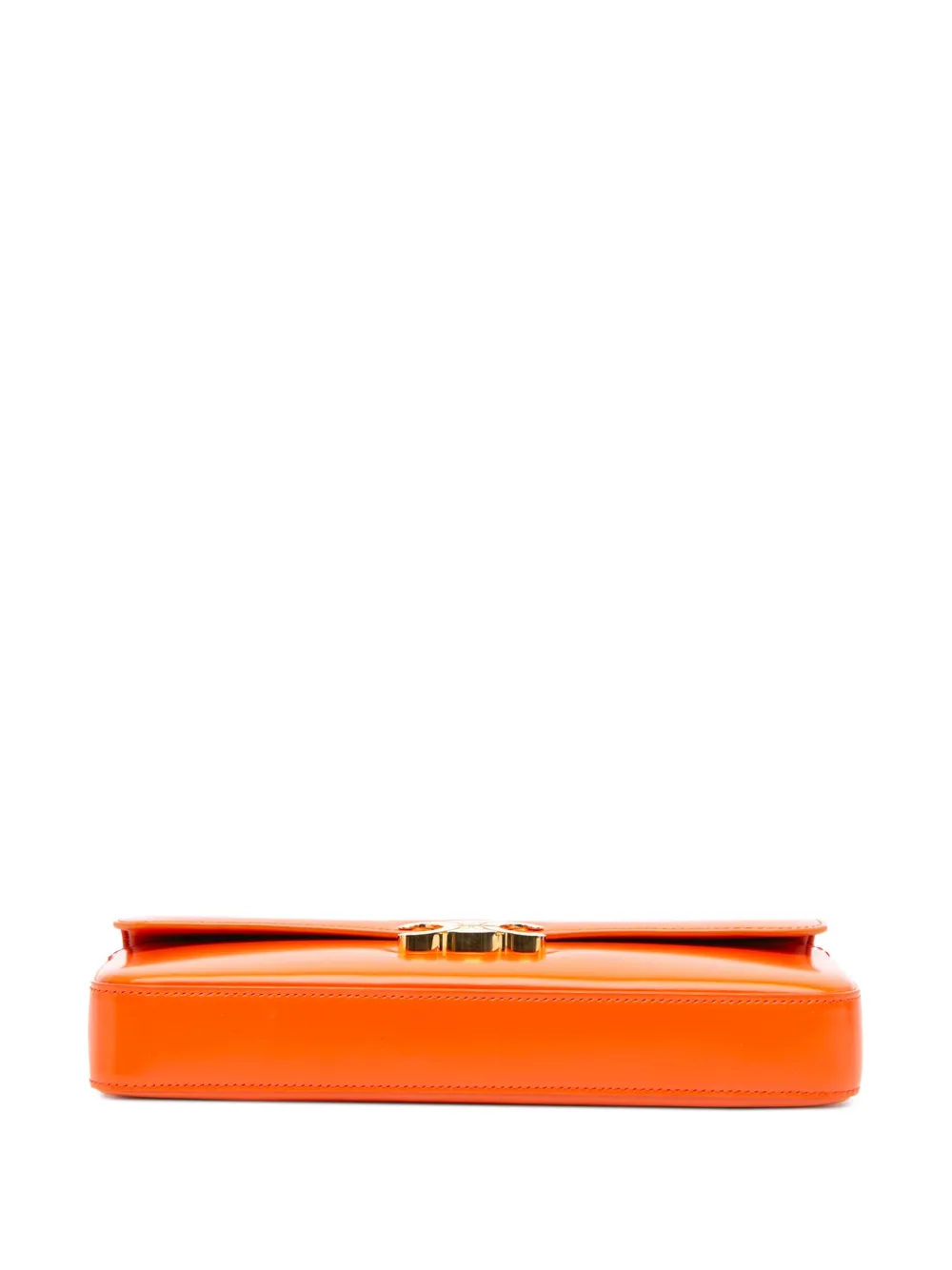 Pre-owned Celine 2021 Triomphe Calfskin Cuir Chain Shoulder Bag In Orange