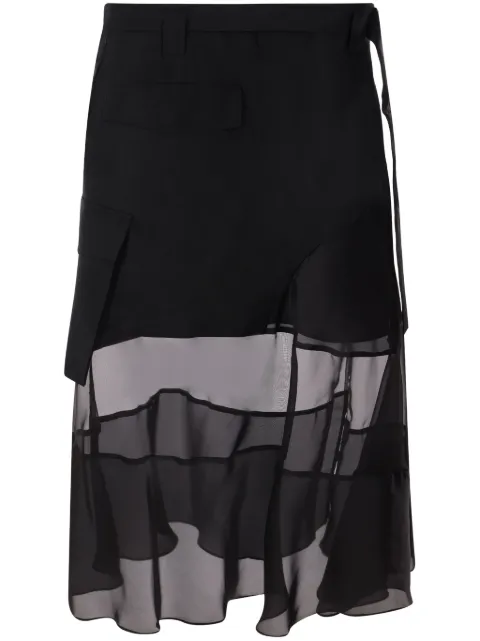 sacai falda midi con diseño asimétrico
