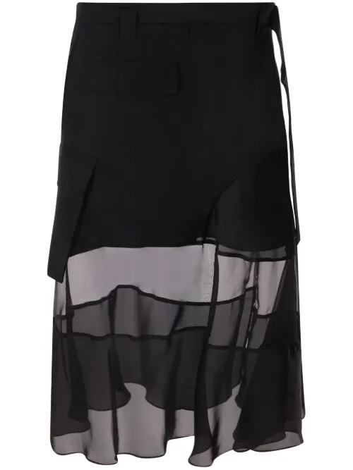 Jupe mi-longue à design asymétrique - sacai - Modalova