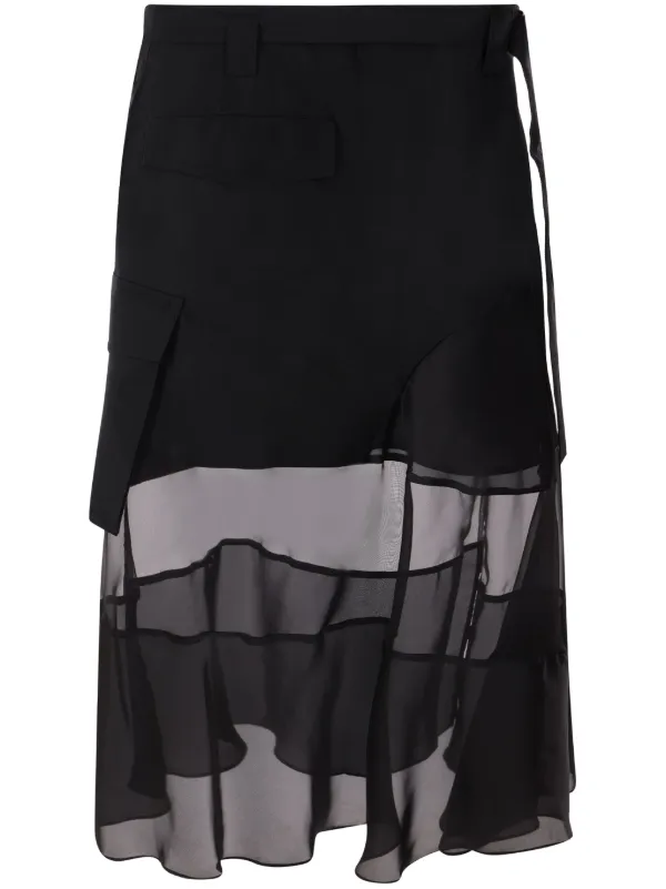 サカイ アシンメトリースカート Sacai アシンメトリー スカート | ブラック | FARFETCH JP