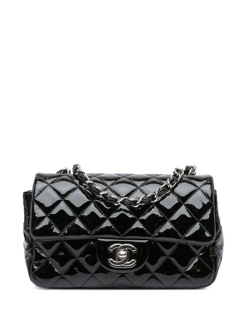 CHANEL Pre-Owned 2014-2015 Mini Rectangular Classic Patent Single Flap crossbody bag | Black | Image 1