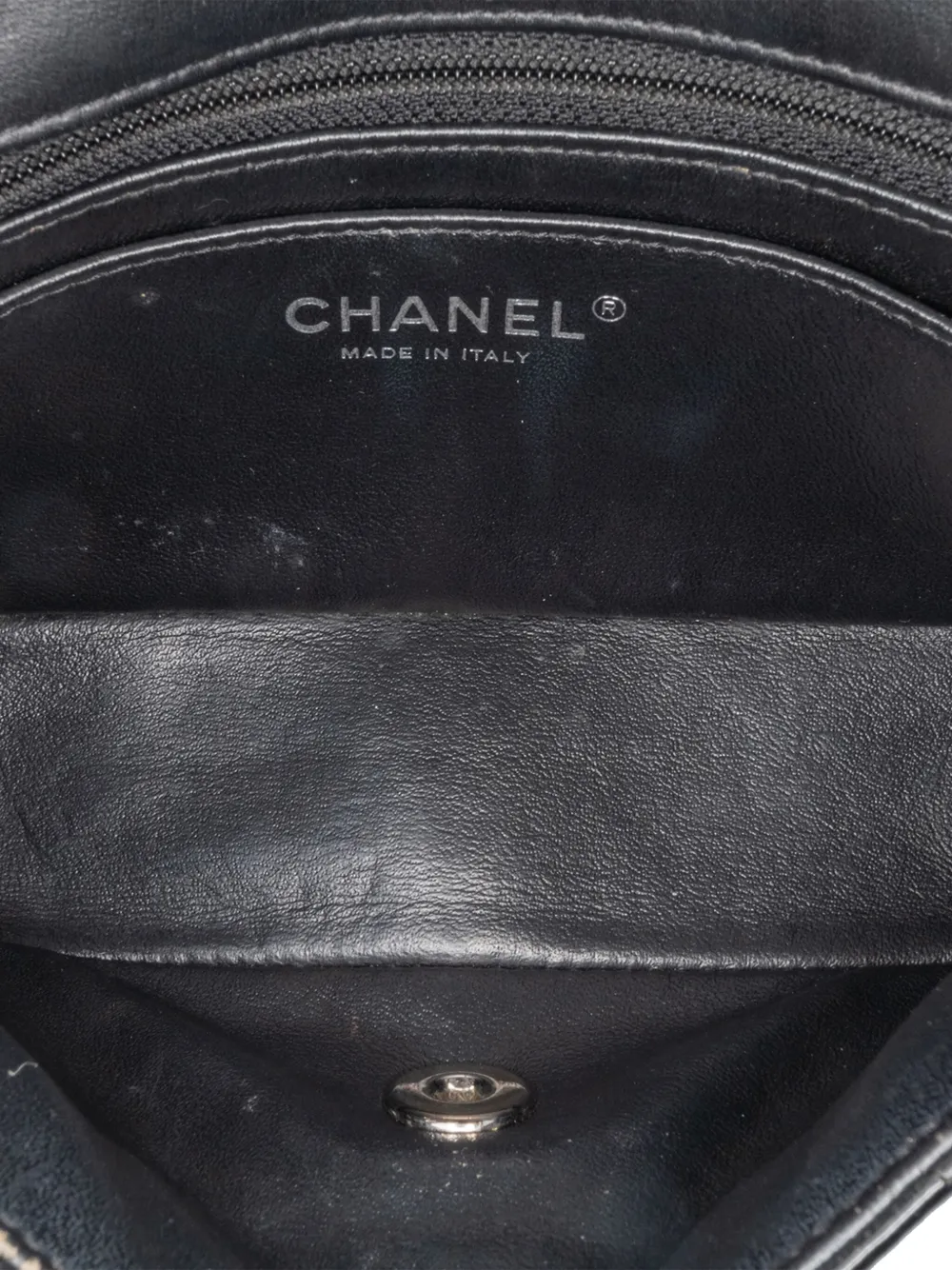 Pre-owned Chanel 2014-2015 Mini Rectangular Classic Patent Single Flap Crossbody Bag In Black