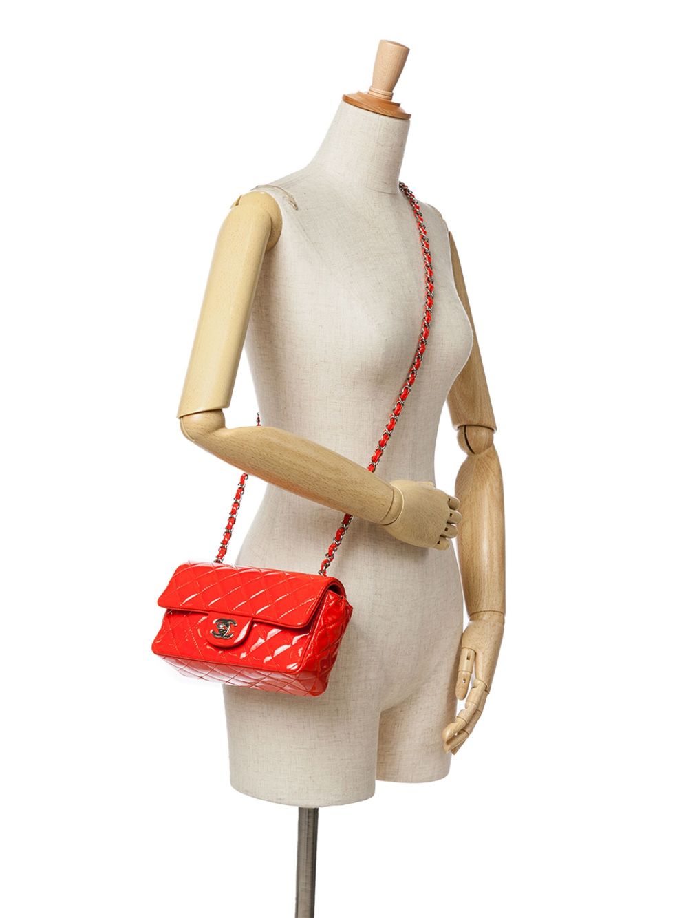 CHANEL Pre-Owned 2014 kleine gelakte rechthoekige Single Flap crossbodytas - Rood