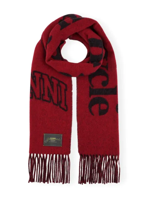 GANNI embroidered logo scarf 