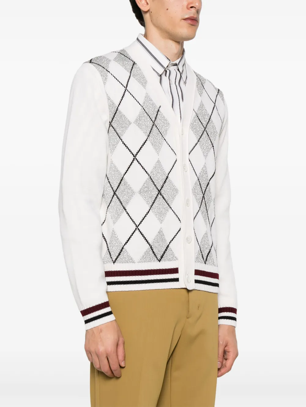 Gucci Wollen vest met argyle-intarsia Beige