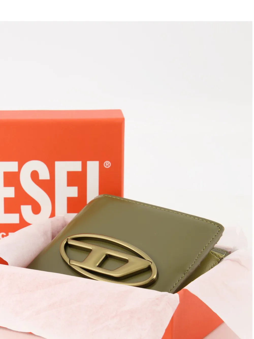 Diesel Leren portemonnee met logo Groen