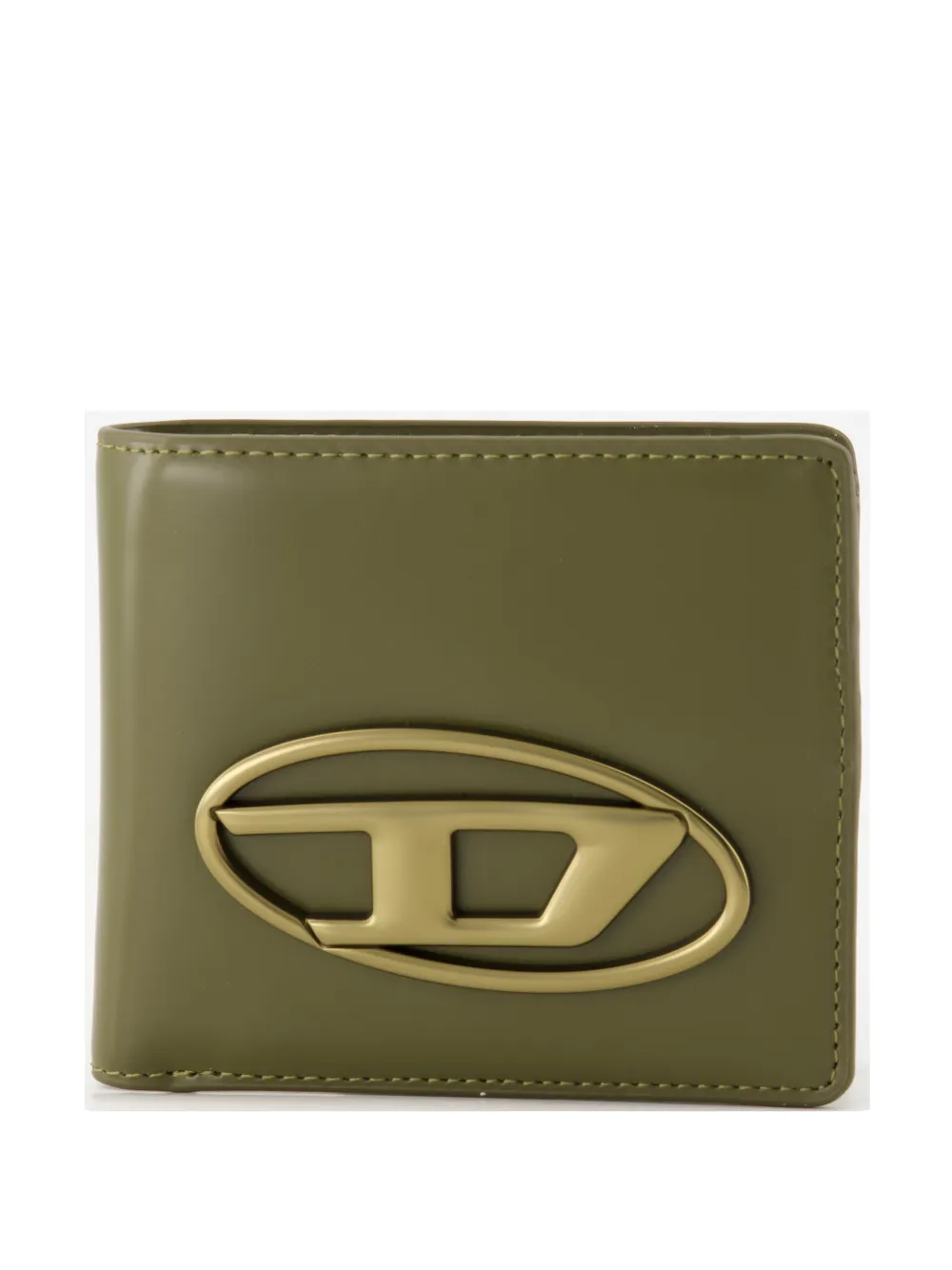 Diesel Logo Leather Wallet In Green