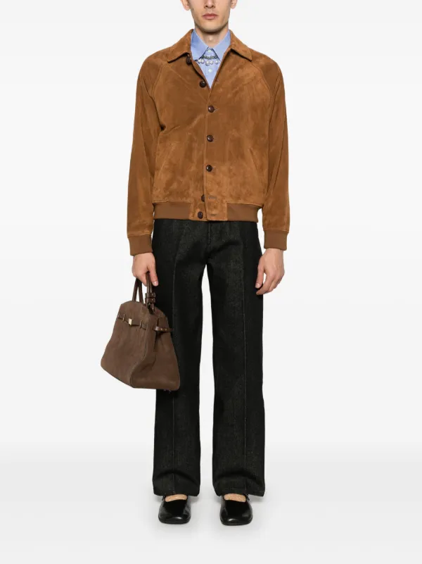 Valentino Garavani Suede Bomber Jacket | Brown | FARFETCH IN