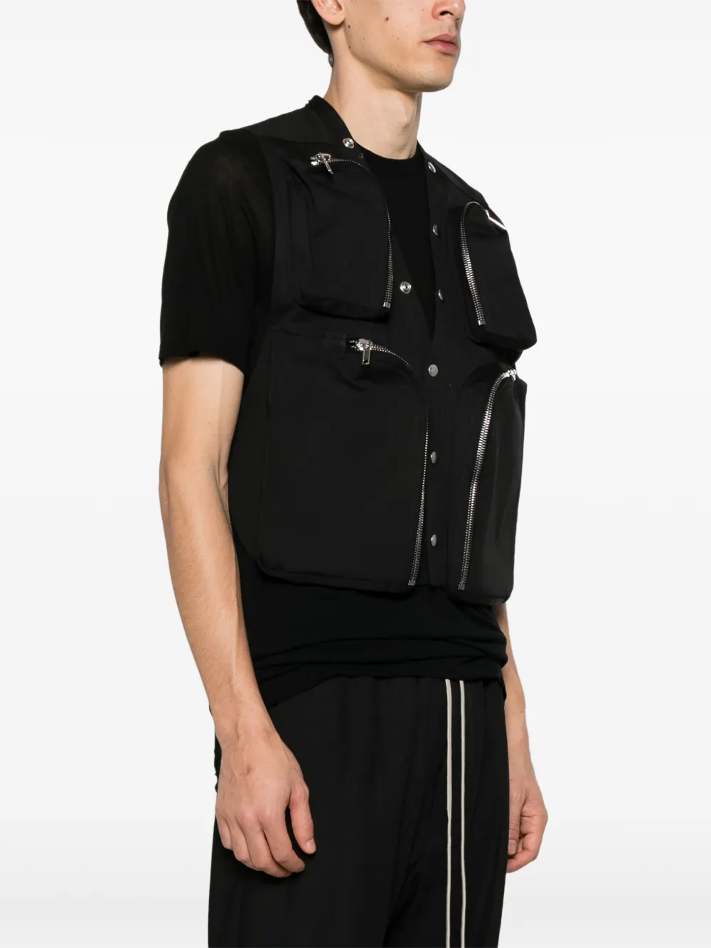 Rick Owens Cargo gilet met open rug Zwart