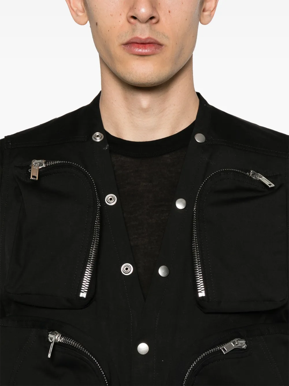 Rick Owens Cargo gilet met open rug Zwart