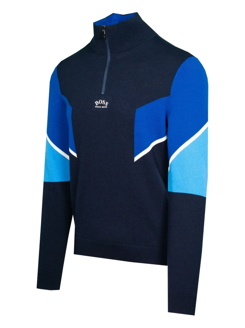 HUGO Trui met colourblocking en rits Blauw