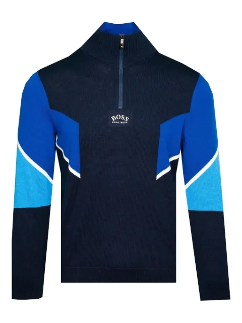 HUGO quarter-zip colour-block sweater