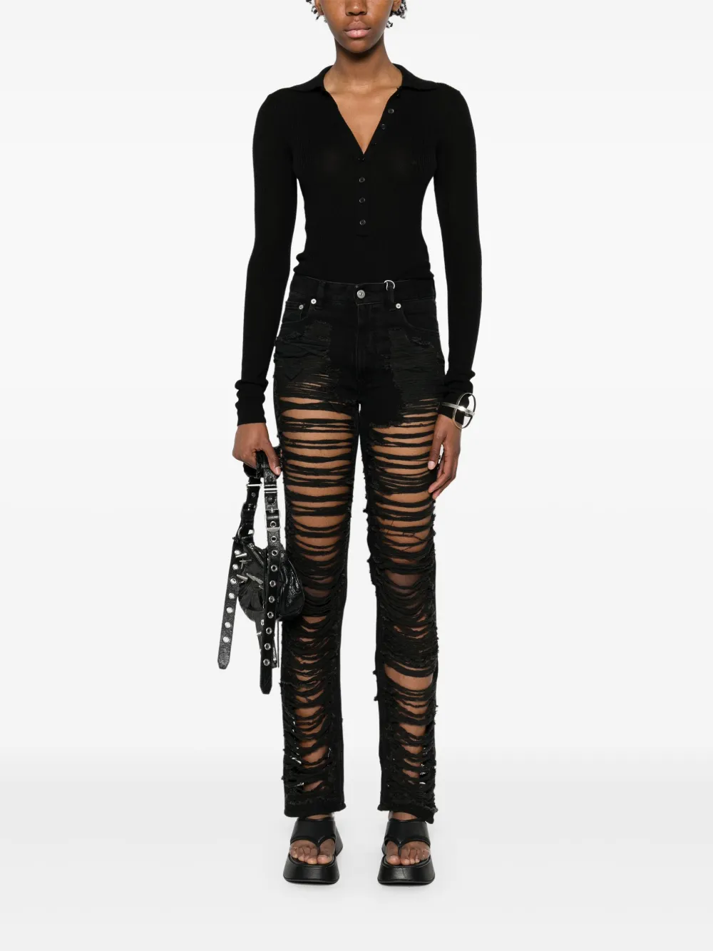 MM6 Maison Margiela ripped jeans - Zwart