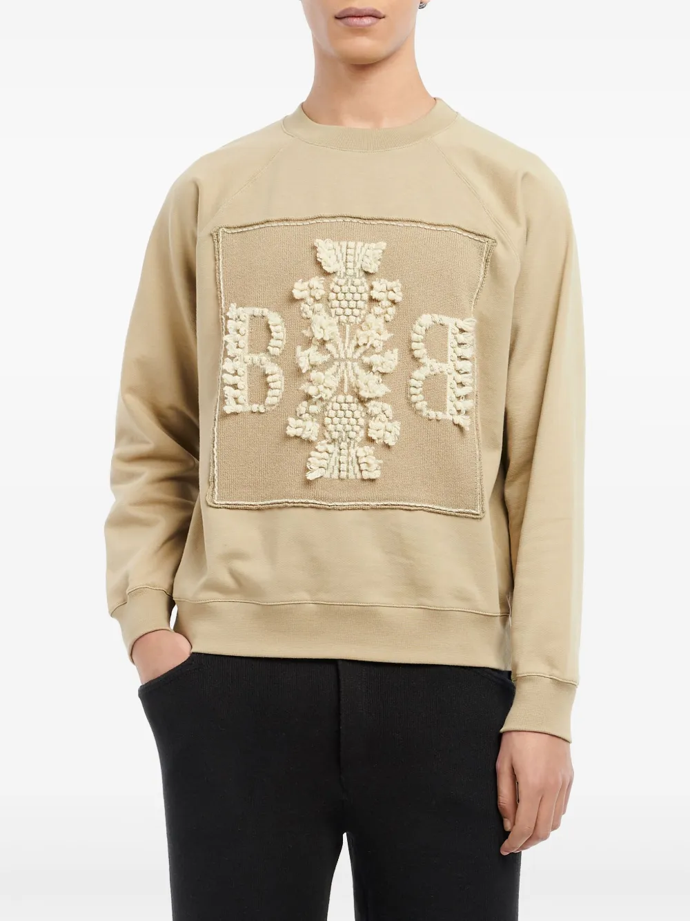 Barrie Sweater met geborduurd logo Groen