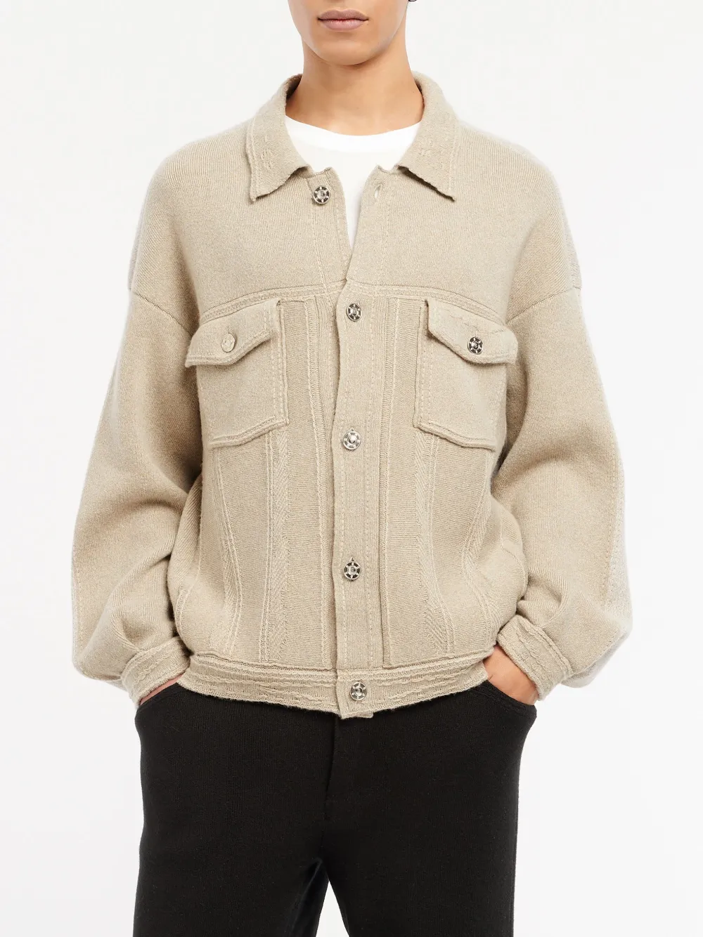 Barrie Denim jack met patchwork Beige
