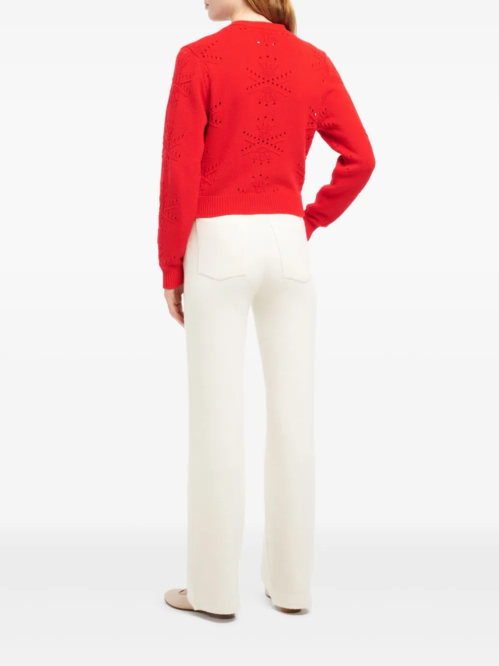 Barrie Vest met pointelle-patroon Rood