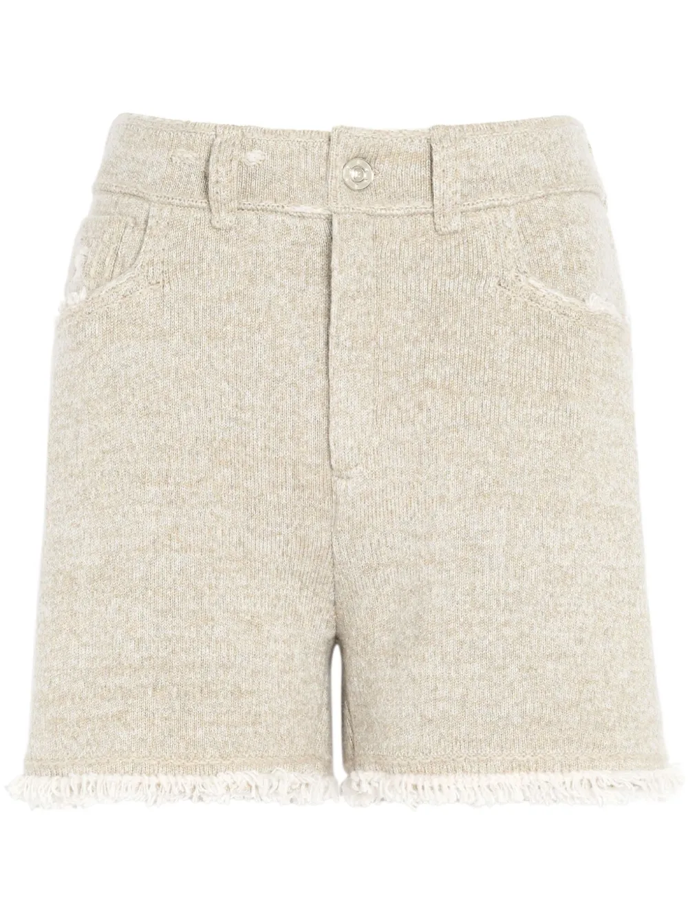 fine-knit fringe-detail shorts