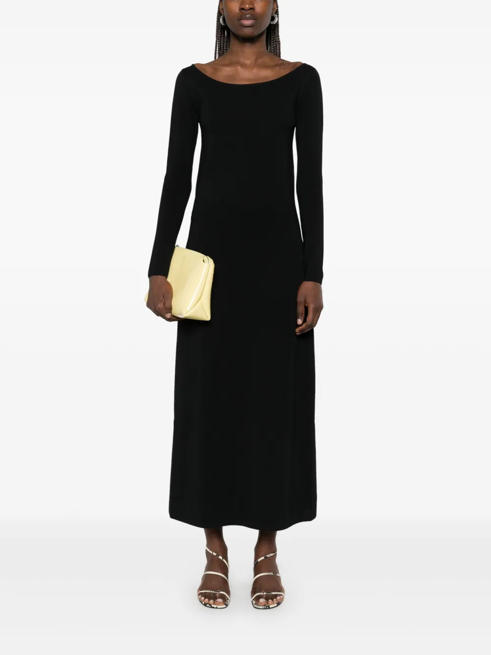 Róhe Off-shoulder midi-jurk - Zwart
