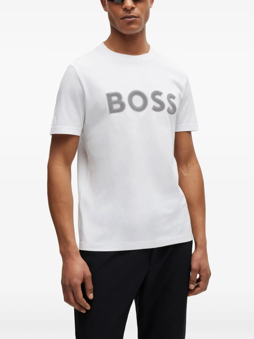 BOSS Katoenen T-shirt met logo Wit