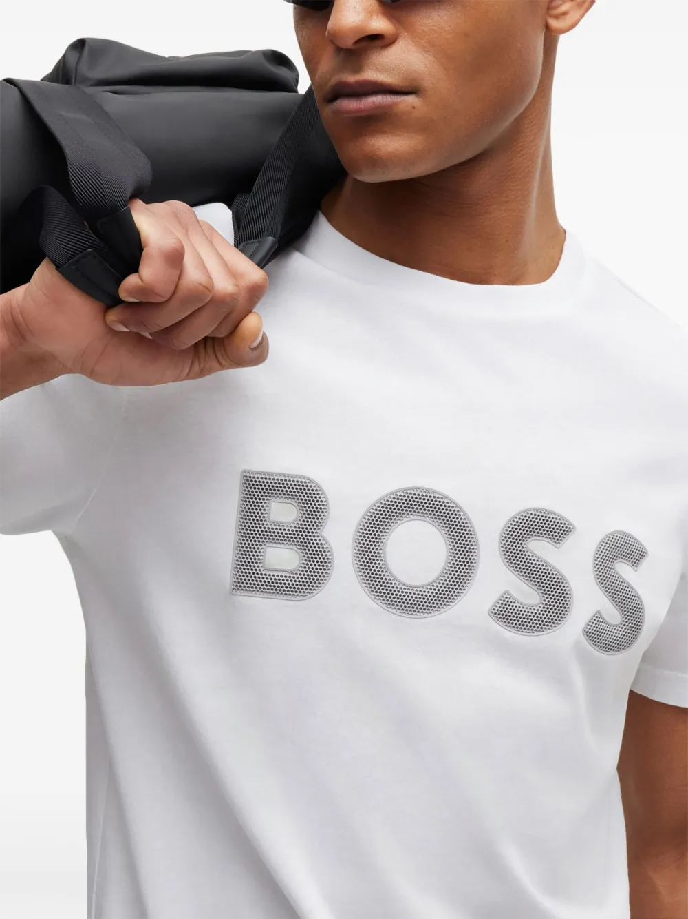 BOSS Katoenen T-shirt met logo Wit