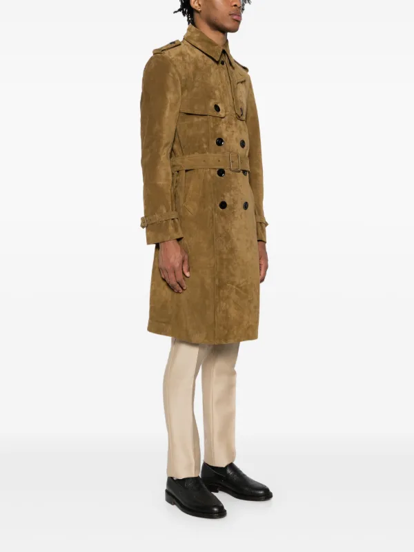 TOM FORD Buttery Suede Trench Coat | Brown | FARFETCH