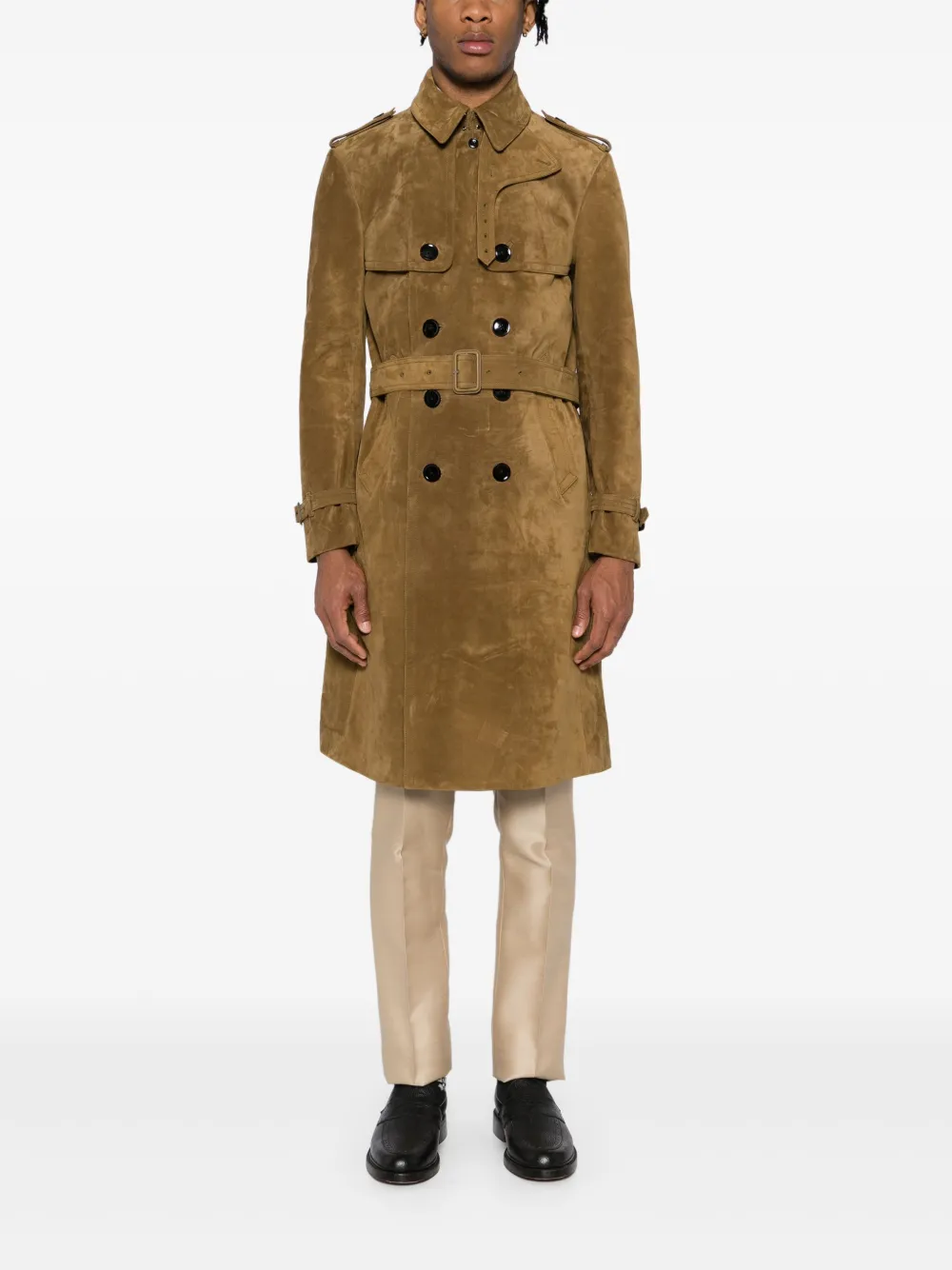 TOM FORD Buttery suède trenchcoat - Bruin